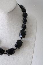 Barse Onyx Black Glass Beaded Statement Chunky Necklace