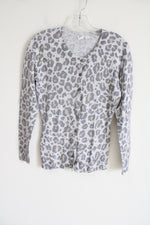 Gap Gray Leopard Print Knit Cardigan | S