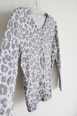 Gap Gray Leopard Print Knit Cardigan | S