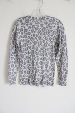 Gap Gray Leopard Print Knit Cardigan | S