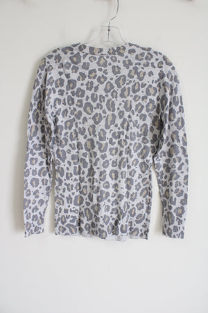 Gap Gray Leopard Print Knit Cardigan | S