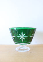 Waterford Crystal Engraved Star Green Compote Bowl