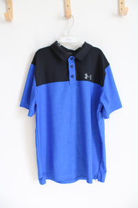 Under Armour Loose Fit Blue & Black Polo Shirt | Youth XL (18/20)