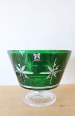 Waterford Crystal Engraved Star Green Compote Bowl