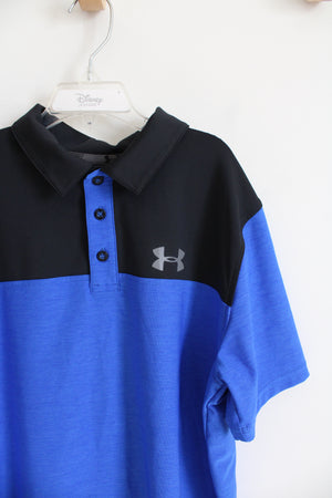 Under Armour Loose Fit Blue & Black Polo Shirt | Youth XL (18/20)