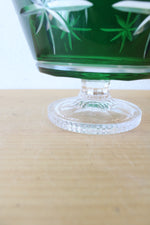 Waterford Crystal Engraved Star Green Compote Bowl