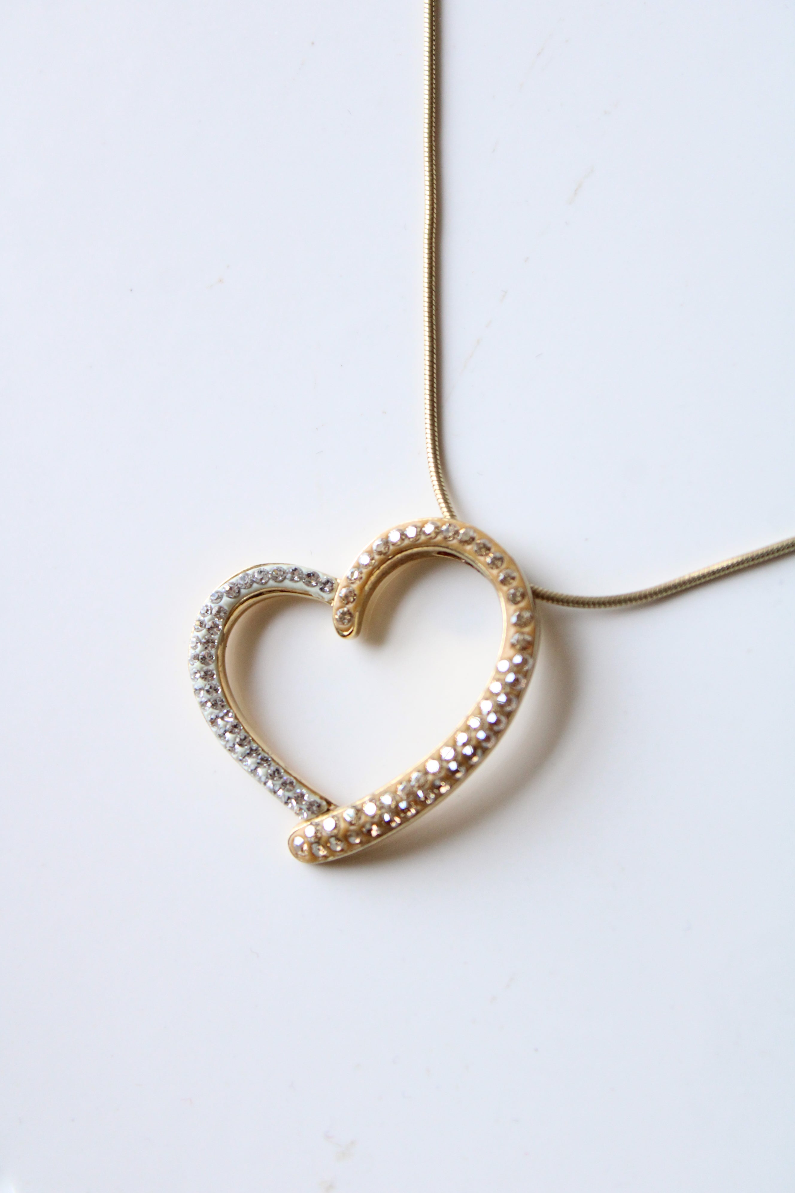 Gold Tone Sterling Silver Heart Pendant Necklace