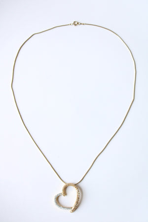 Gold Tone Sterling Silver Heart Pendant Necklace