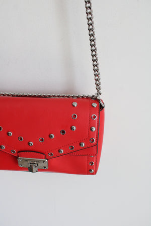 Michael Kors Studded Red Kinsley Crossbody Bag