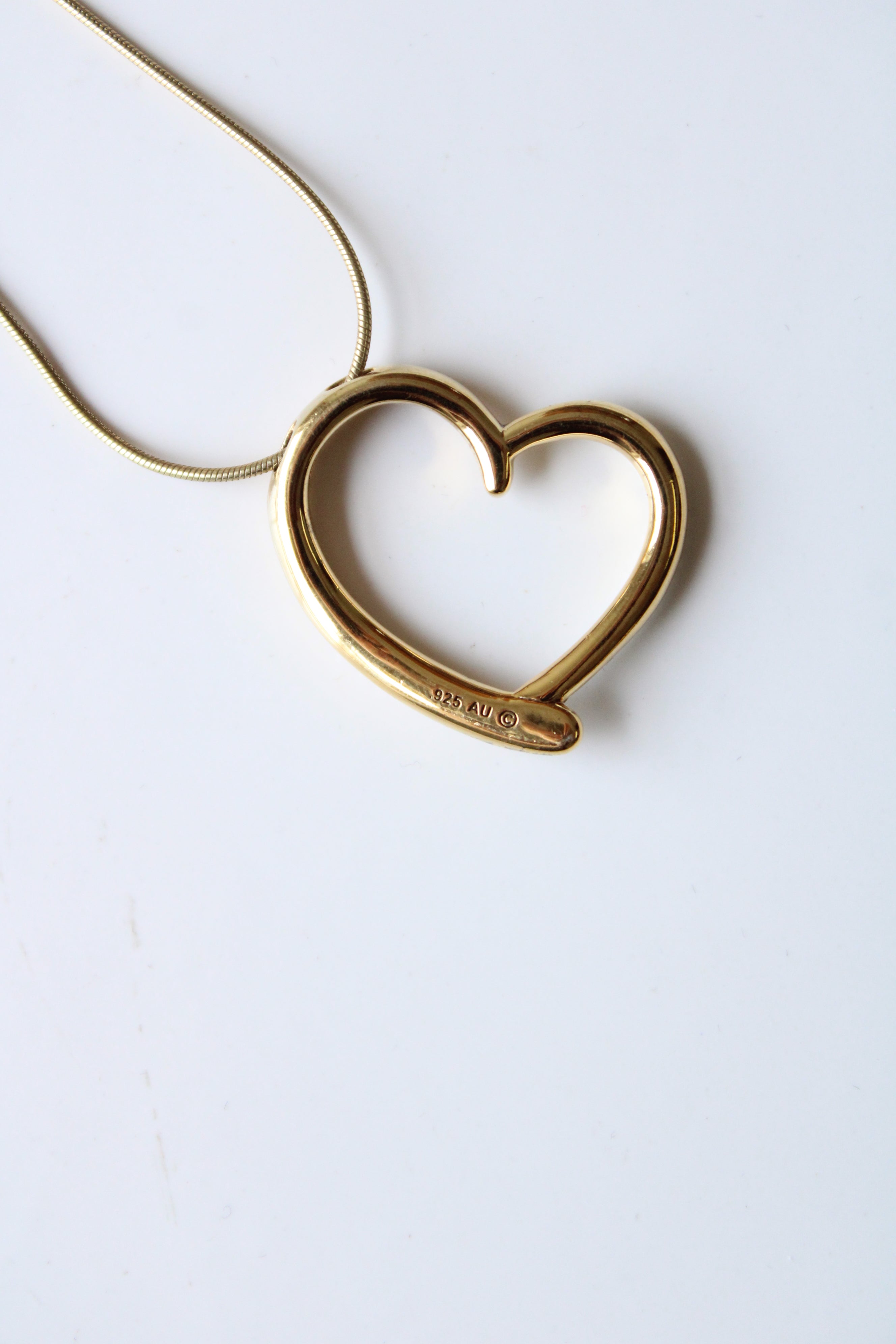 Gold Tone Sterling Silver Heart Pendant Necklace