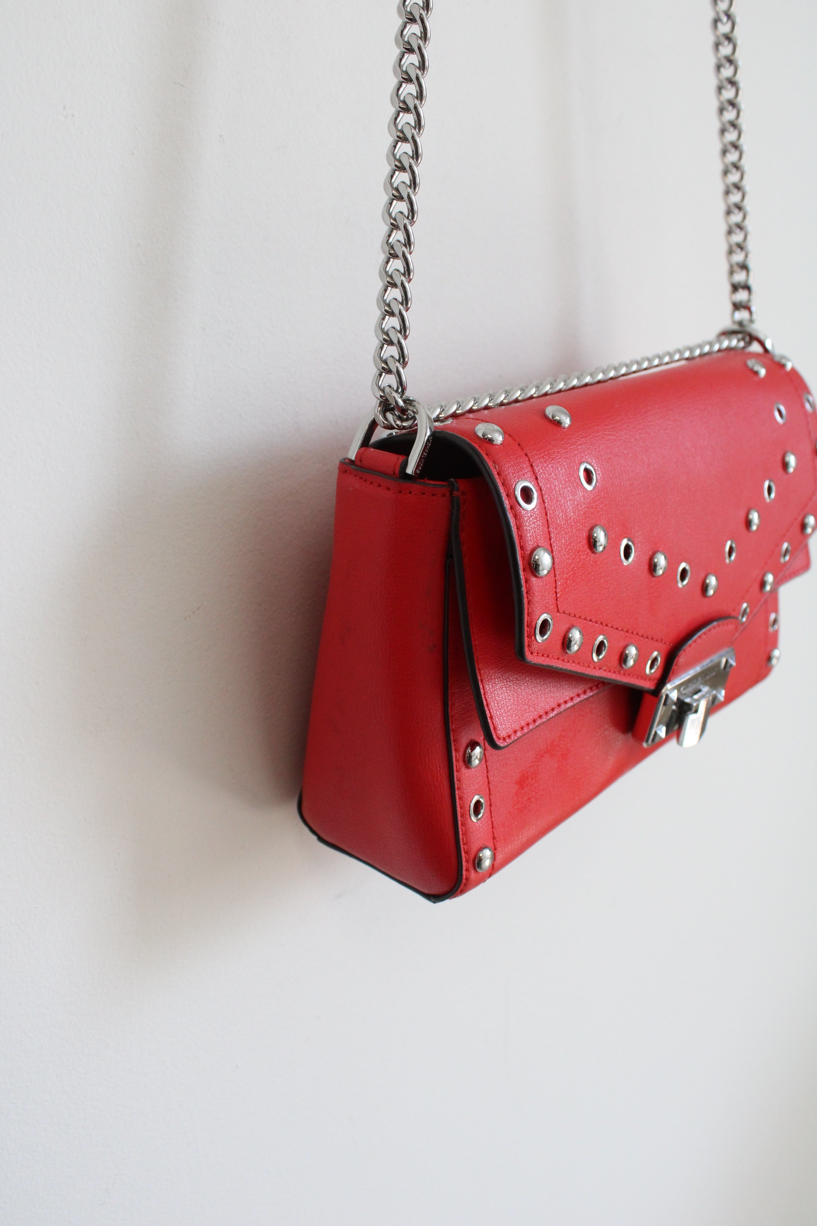 Michael Kors Studded Red Kinsley Crossbody Bag