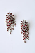 Afterthoughts Vintage Red & Clear Stone Stud Chandelier Earrings