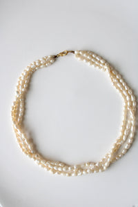 3 Strand Twist Genuine Baroque Pearl Neclace