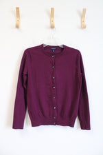 Lands' End Plum Button Down Cardigan | S