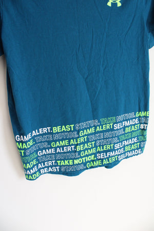 Under Armour Loose Fit Teal & Neon Green Cotton Shirt | Youth XL (18/20)