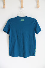 Under Armour Loose Fit Teal & Neon Green Cotton Shirt | Youth XL (18/20)