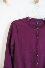 Lands' End Plum Button Down Cardigan | S