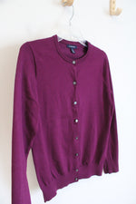 Lands' End Plum Button Down Cardigan | S