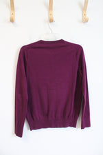 Lands' End Plum Button Down Cardigan | S