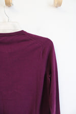 Lands' End Plum Button Down Cardigan | S