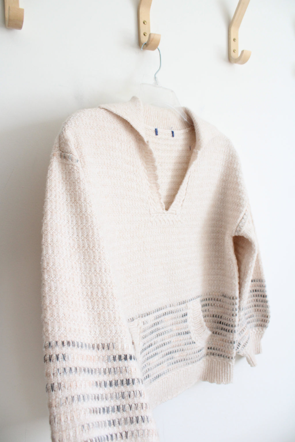 Cream Knit Collared Sweater | S