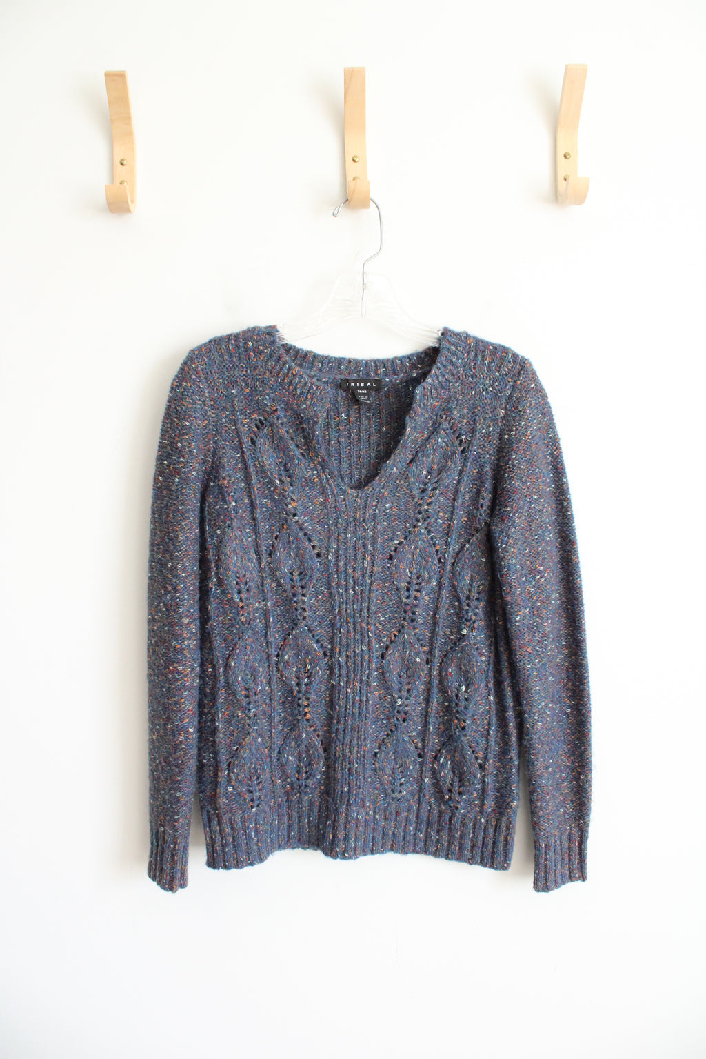 Tribal Colorful Blue Knit Sweater | XS