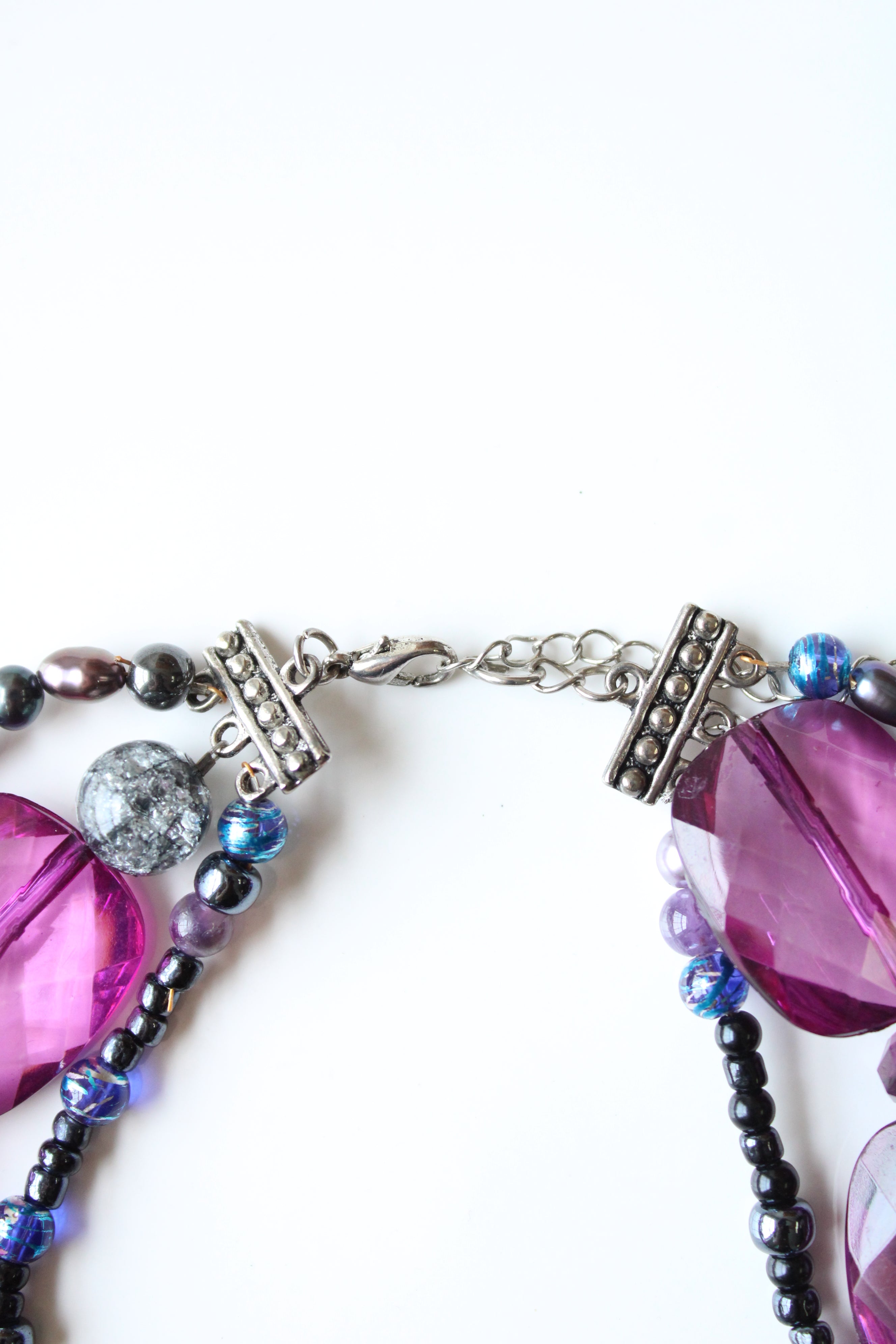 Purple Glass Beaded Layered Neckace