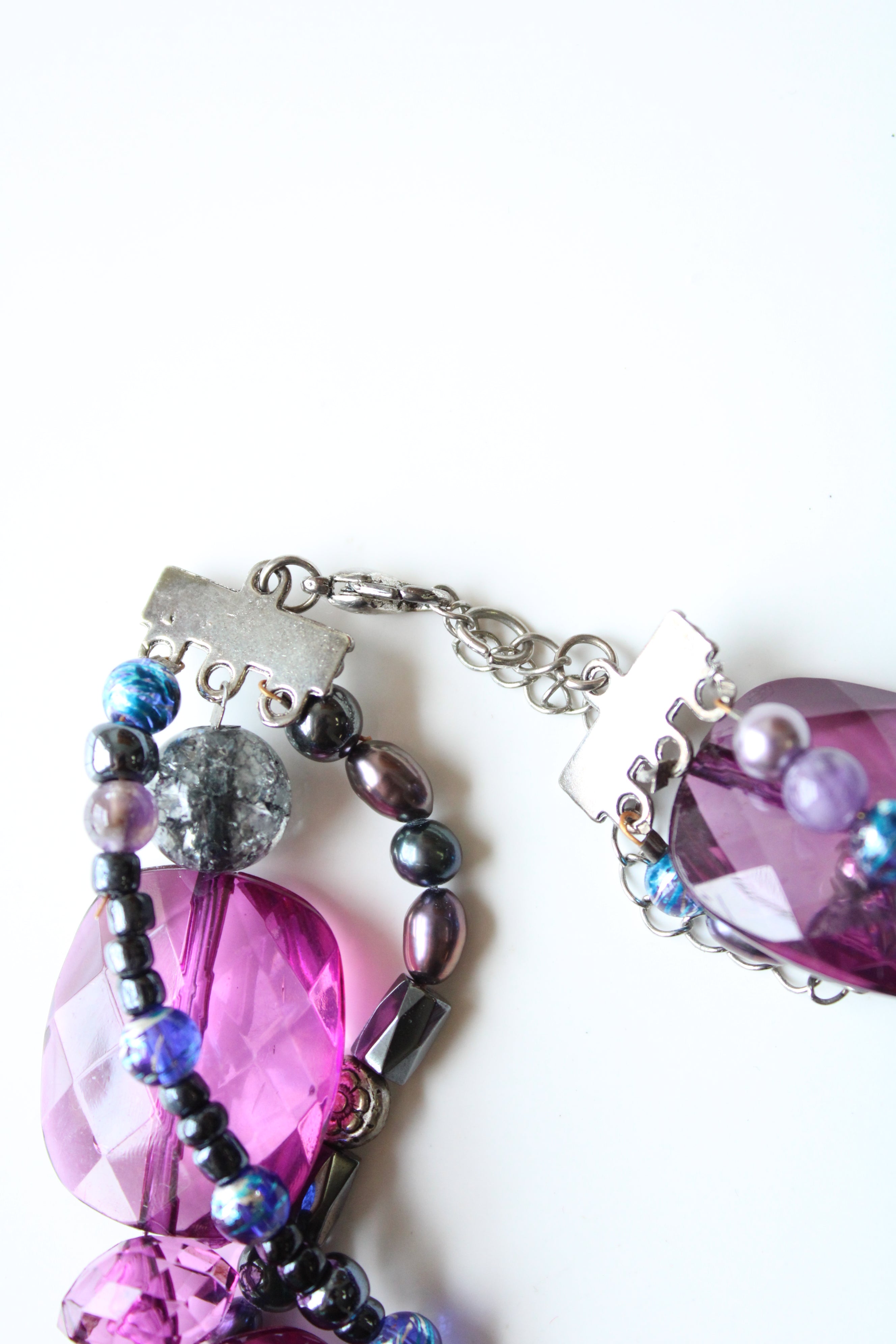 Purple Glass Beaded Layered Neckace