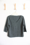 360 Cashmere Green V-Neck Sweater | M