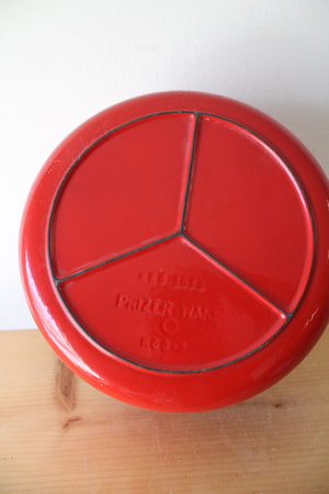 Prizer Ware Vintage Red Cast Iron Enamel Dutch Oven