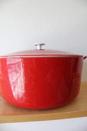 Prizer Ware Vintage Red Cast Iron Enamel Dutch Oven