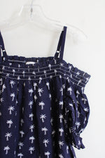 Gymboree Palm Tree Patterned Navy Cold Shoulder Dress | Youth 10