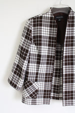 Perceptions Brown White Plaid Light Jacket | 12 Petite