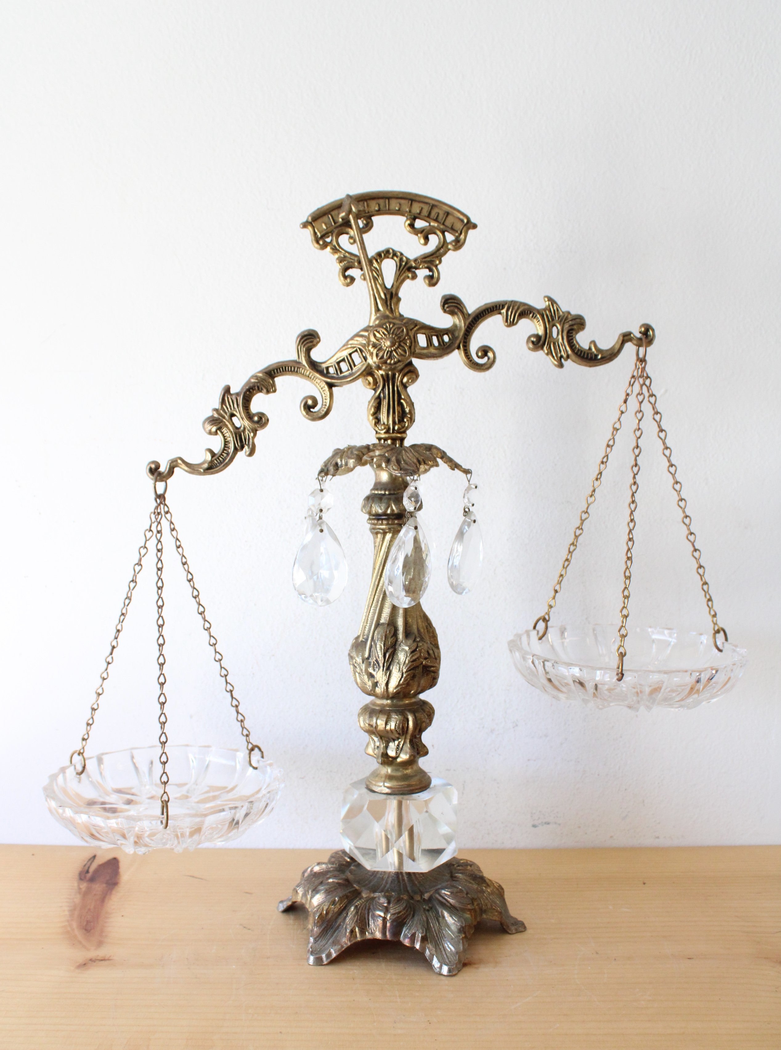 Brass & Crystal Decorative Scales Of Justice