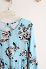 Justice Blue Floral Long Sleeved Dress | Youth 12