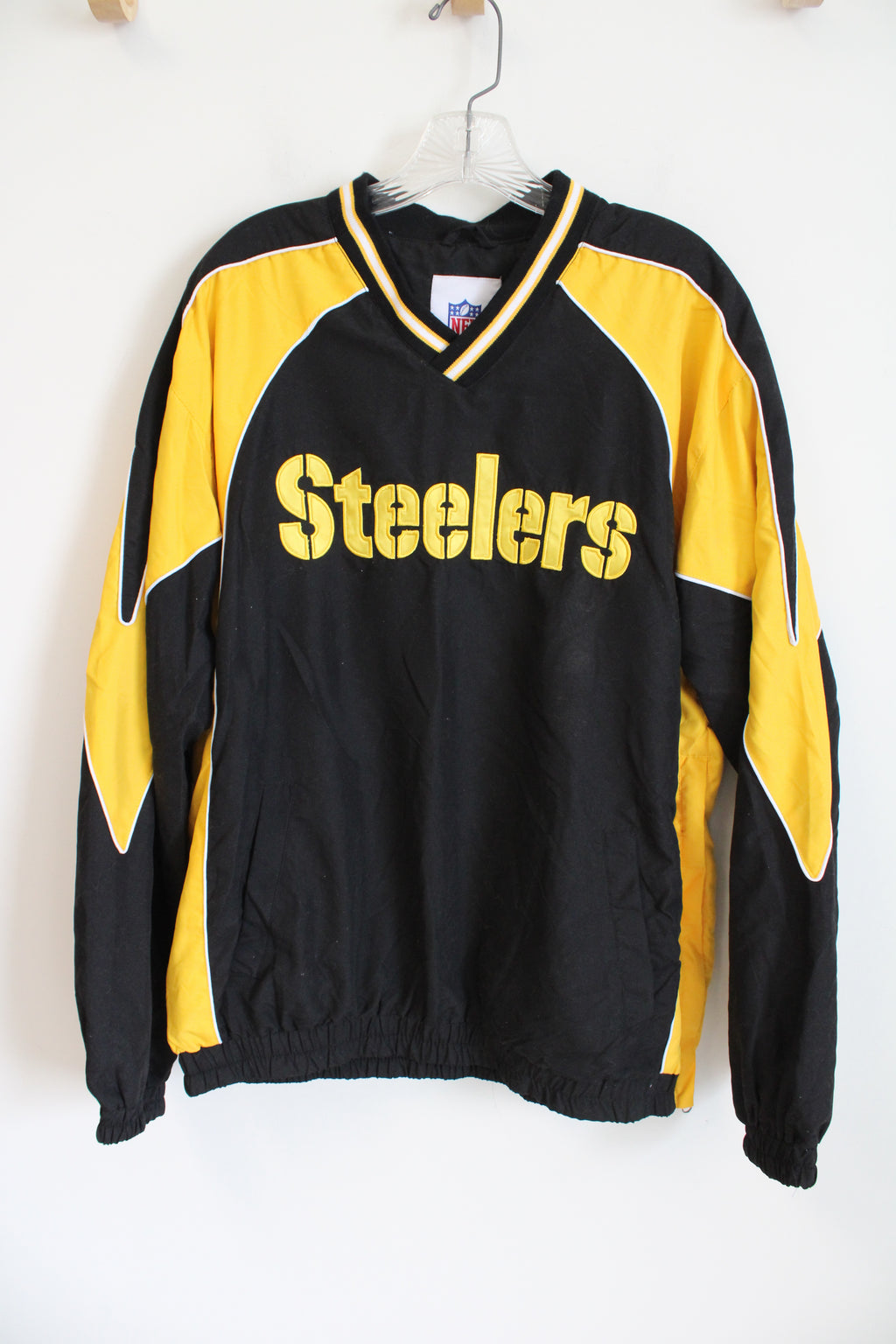 NFL Pittsburgh Steelers Black Pullover Windbreaker Sweatshirt | L