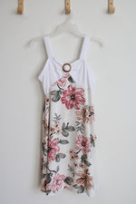 Shein Pink & Tan Floral White Dress | Youth 11/12