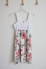 Shein Pink & Tan Floral White Dress | Youth 11/12