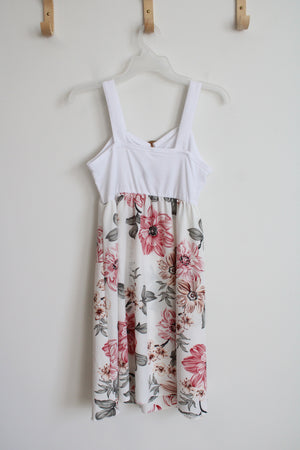 Shein Pink & Tan Floral White Dress | Youth 11/12