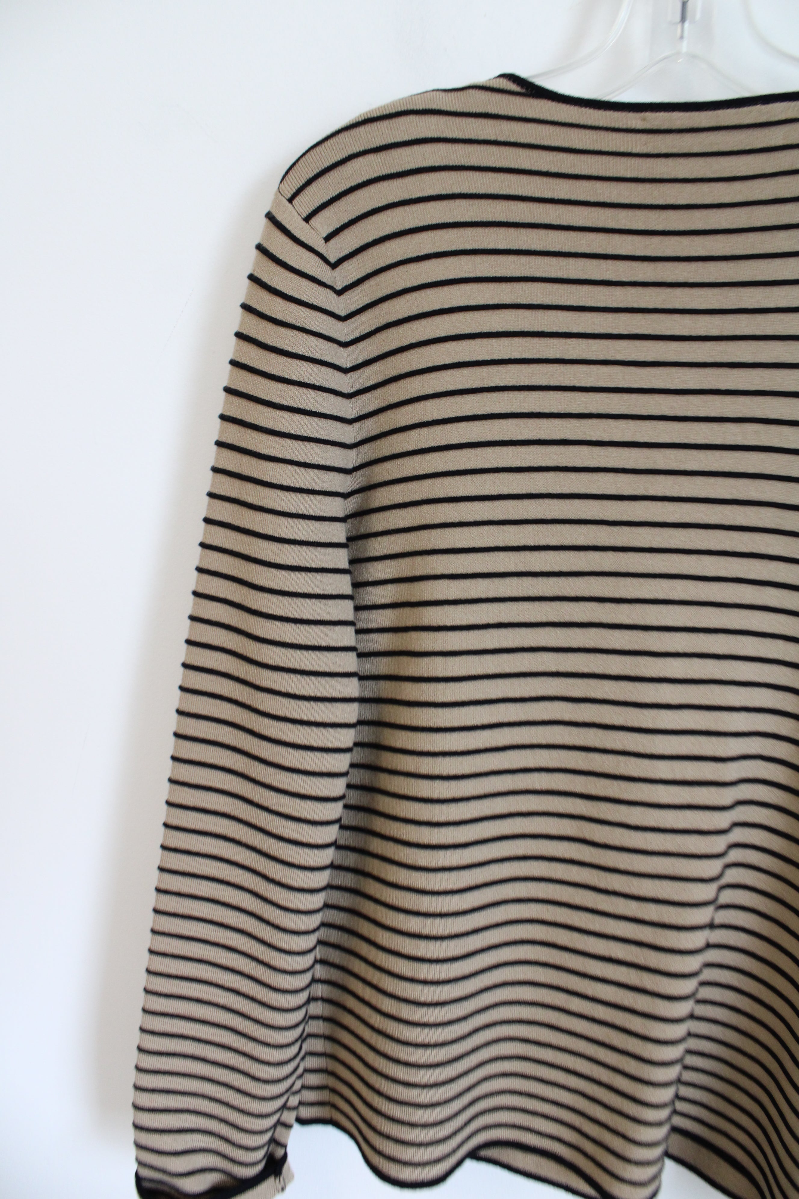 Jones New York Tan Black Striped Cardigan | L