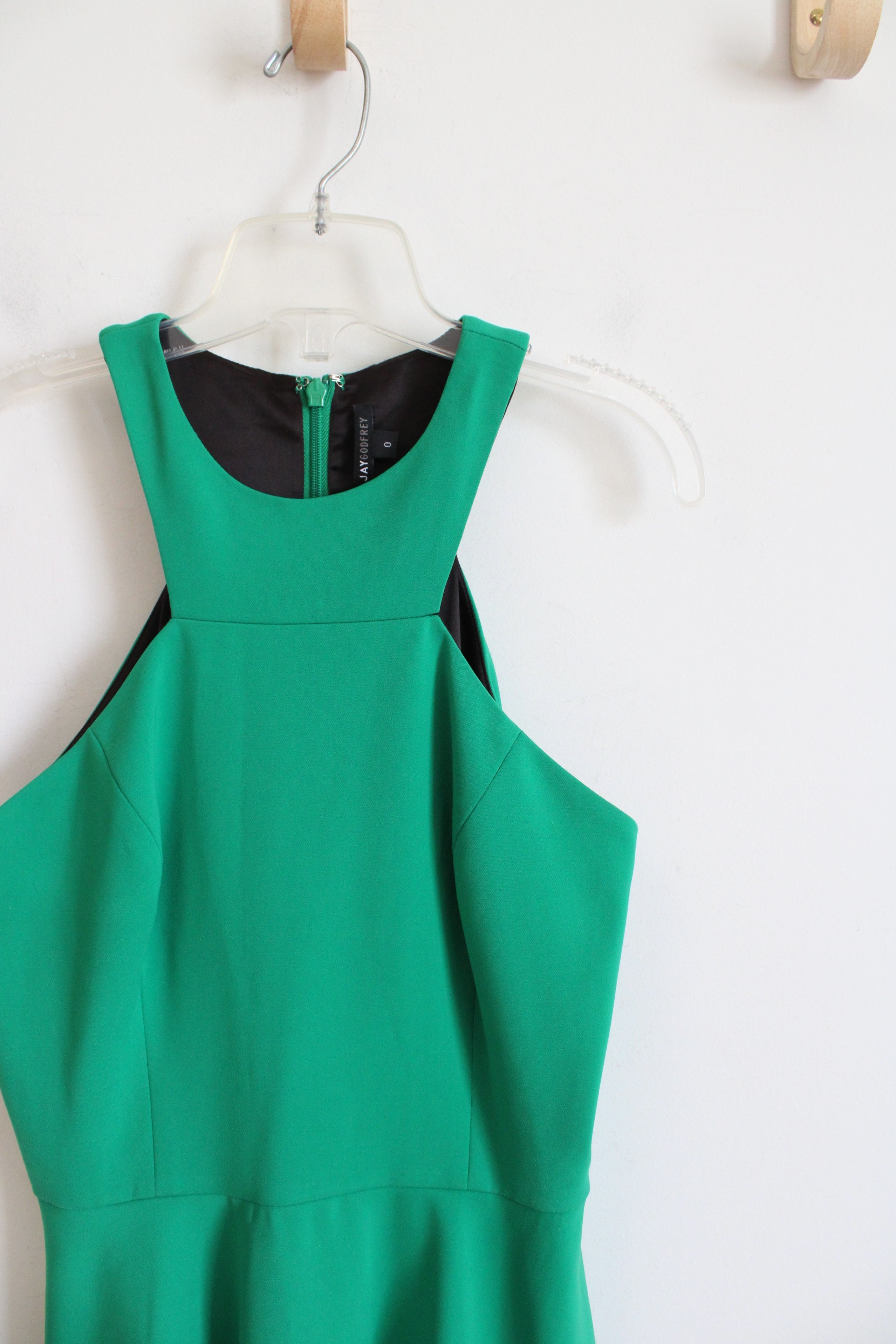 Jay Godfrey High-Neck Fit & Flare Green Dress | 0