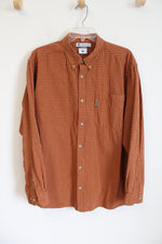 Columbia Orange Plaid Cotton Button Down Shirt | L