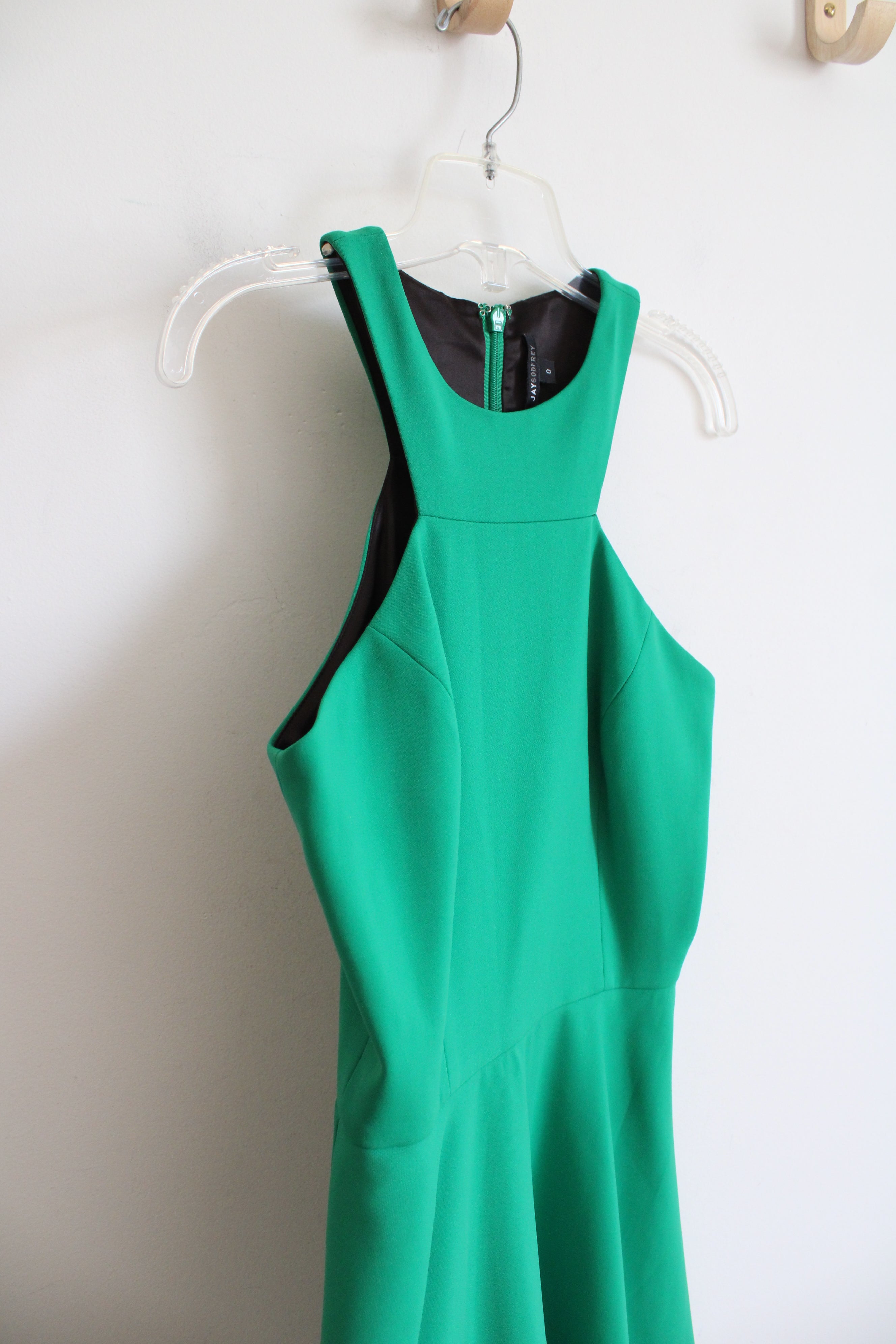 Jay Godfrey High-Neck Fit & Flare Green Dress | 0