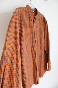 Columbia Orange Plaid Cotton Button Down Shirt | L