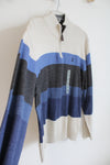 NEW U.S. Polo Assn. Tan Blue Color Blocked Knit 1/4 Zip Sweater | XL