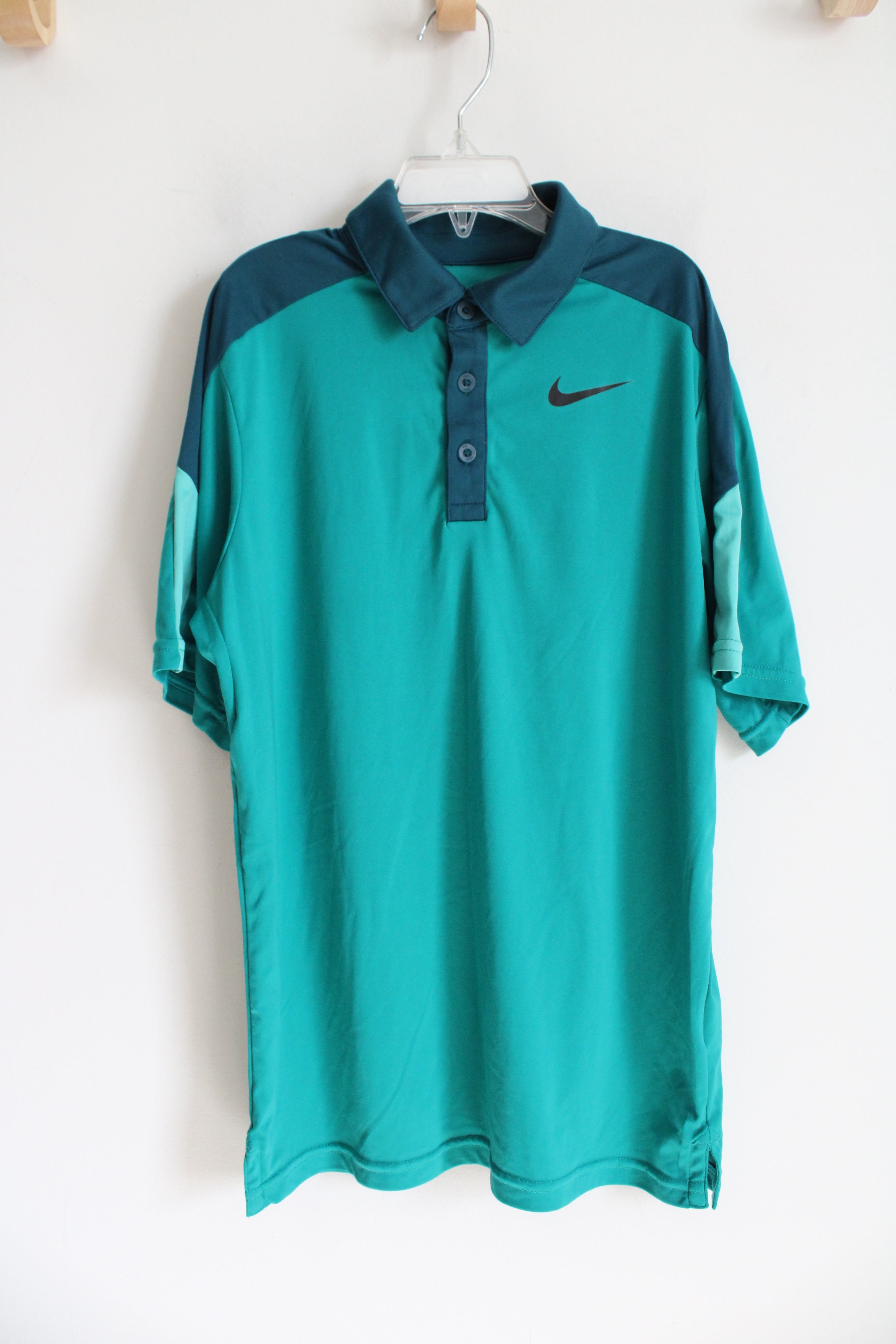 Nike Dri Fit Tri Toned Teal Polo Shirt Youth M 10 12 Jubilee Thrift