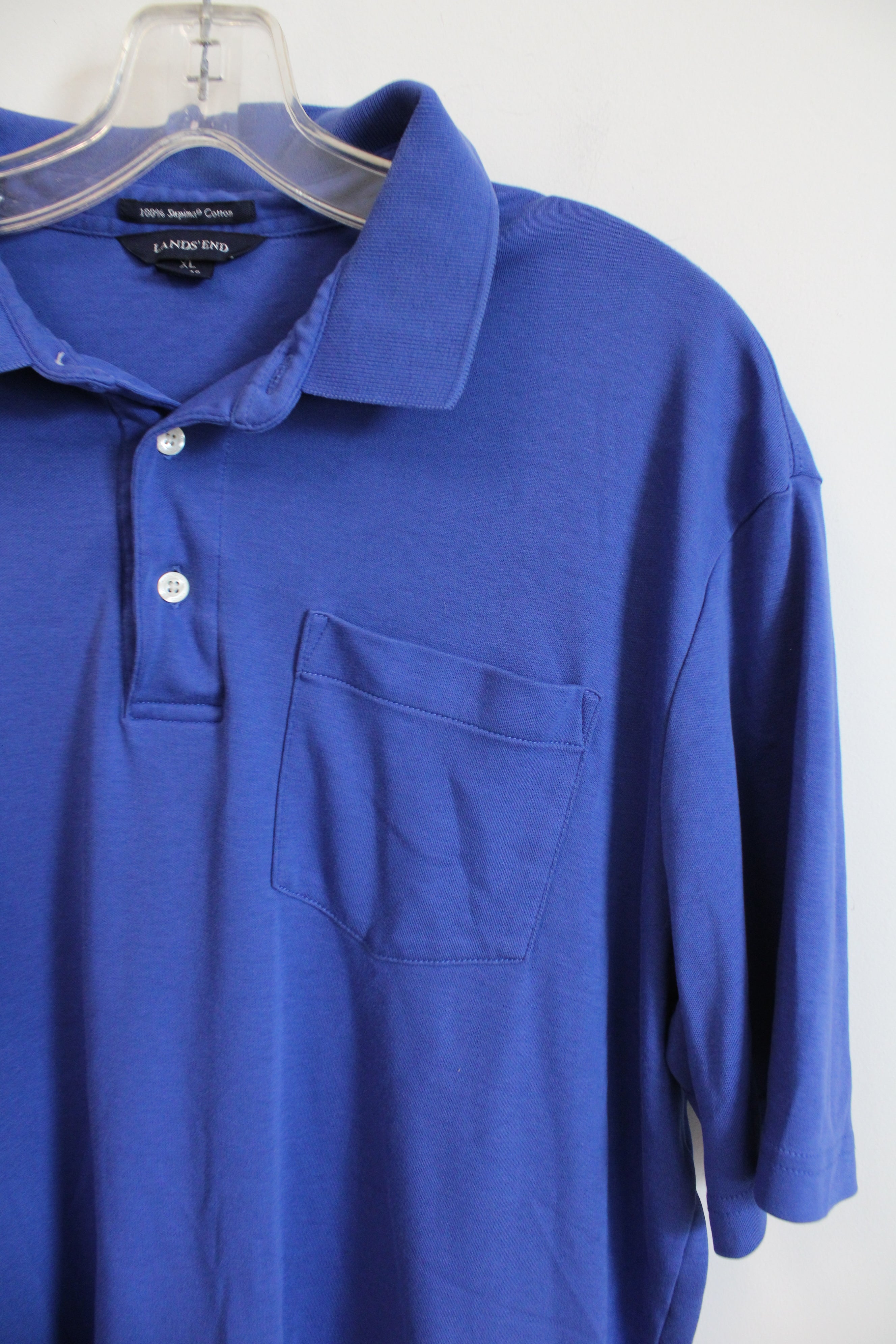 Lands' End Cobalt Blue Supima Cotton Polo Shirt | XL