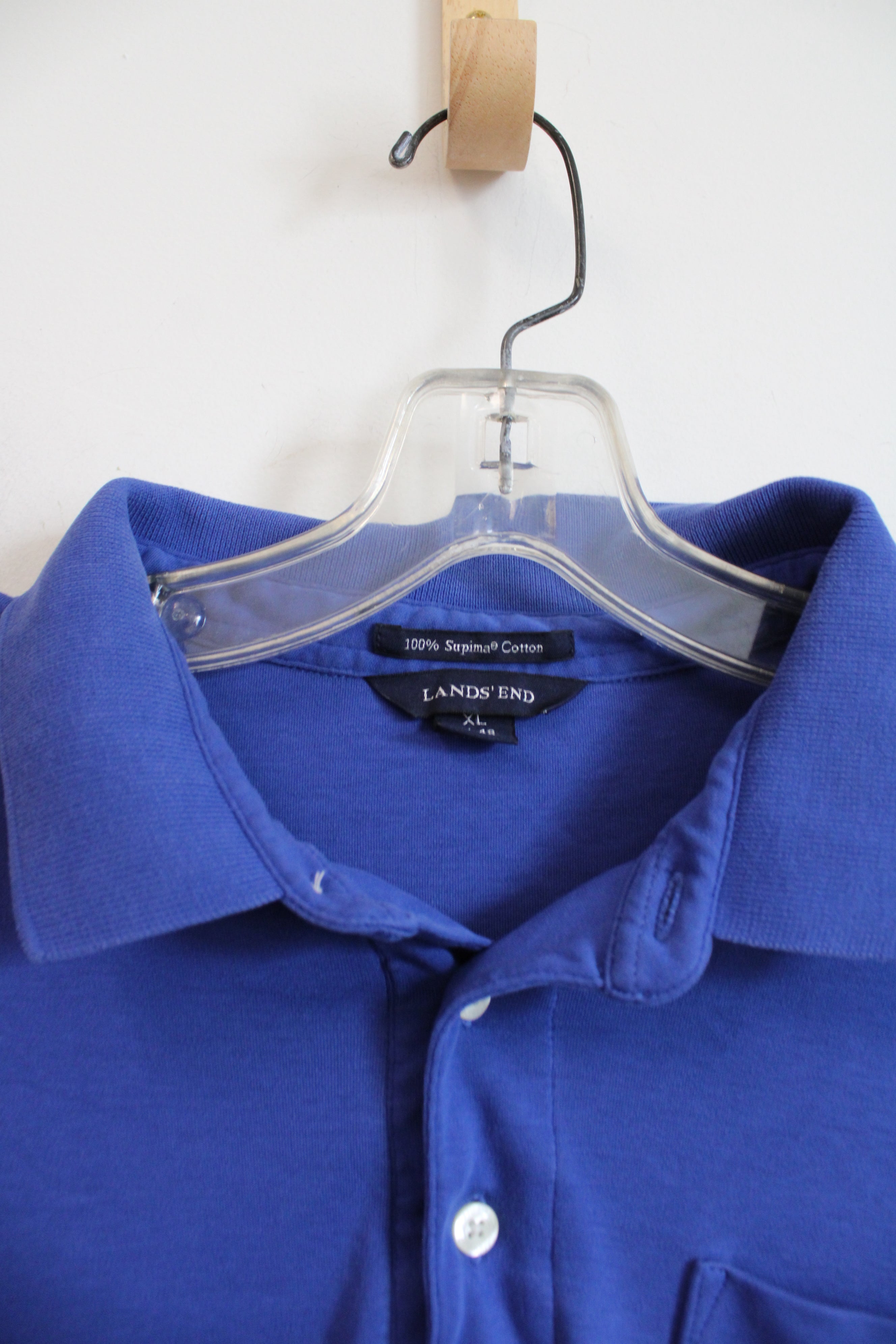 Lands' End Cobalt Blue Supima Cotton Polo Shirt | XL