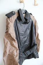 Burberry Brit Black & Brown Double Breasted Belted Leather Jacket | 4