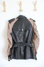 Burberry Brit Black & Brown Double Breasted Belted Leather Jacket | 4